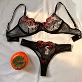Pink Lingerie Woman Lace Underwear Fairy Embroidery Brief Sets Bra Panties Kits Breves Sets