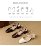 Plus Size 34-41 Women's Sheepskin Narrow Band T-strap Square Toe Summer Sandals 3.5cm Thick Low Heel Elegant Ladies Dress Shoes