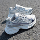 Fashion Breathable Chunky Platform Sneakers Women Korean Lace Up Thick Bottom Vulcanized Shoes Woman Patchwork Comfy Dad Shoes