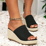 2024 Big Size 43 Women's Comfy Walking Wedge Espadrilles Sandals Summer Leisure Round Toe Platform Ankle Strap Shoes