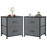 JHK Nightstand Bedside Table With Fabric Drawers And Storage