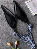 Snake Skin Tummy Cut Out Mini Mirco Thong One Piece Swimsuit Women Swimwear Female Monokini Backless Bathing Suit Swim Beachwear