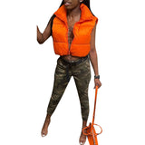 Women Winter Warm Crop Waistcoat Sleeveless Stand Collar Double Sided Lightweight Puffer Vest 2022 Streetwear