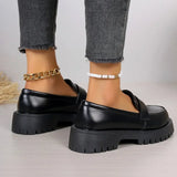 Plus Size 35-43 Black Pu Leather Loafers Women British Style Slip On Platform Shoes Woman Thick Sole Japan School Uniform Shoes