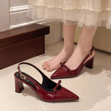 2026 Summer Fashion Sandals Women Pointed Toe Shallow Low Heels Shoes Ladies Elegant Outdoor Slingback Single Shoes Bow Shoes