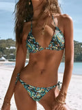 2026 Halter Triangle Bikinis Printed Swimsuit Women Sexy String Swimwear Female Bathers Swimming Bathing Swimming Swim Suit