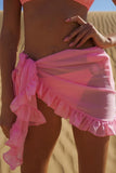 New Women Mesh Wrap Skirts Bikini Cover-Ups Ruffle Kaftan Sarong Sexy Beach Skirt Cover-Ups 9 Color