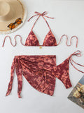 Halter Triangle String Bikinis 2026 Women Sexy Printed Swimsuit 3 Pieces Swimwear Female Bathers Bathing Swimming Swim Suit