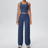 2PCS Yoga Set Women Tracksuit Nude Feeling Workout Sets Gym Clothes Push Up Fitness Running Sportswear Sport Straight tank suit