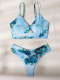 Sport Bikini Set Sexy Women Swimsuit Push Up High Waist Marble Blooming Print Swimwear Female Bathing Suit Banadores Mujer 2026