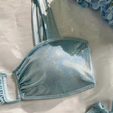 U Shaped Glitter Sparkling Shiny Bikini Female Swimsuit Two-Pieces Bikini Set Women Swimwear Brazilian Bathing Suit Bather V7564