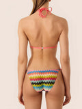 Hollow Out Halter Bikini 2025 Colorful Swimsuit Women Padded Swimwear Female Bathers Bathing Swimming Swim Suit Beachwear
