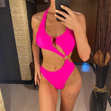 2026 Sexy Halter Asymmetric One Shoulder One Piece Swimsuit Women Swimwear Female Bather Bathing Suit Swim Lady Monokini V2660