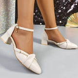 Elegant Diamond Buckle Strap Women'pumps Summer 2025 Pearl Pointed Toe Pumps Woman Casual Solid Shallow Women's High Heels