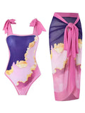 2026 Printed Strappy Swimsuit One Piece & Beach Dress Sexy Swimwear Women Bathing Swimming Swim Suit Female Padded Beachwear