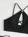 2026 Sexy Orange Bikini Hollow Out Push Up Two-Piece Swimsuit Women Halter Bandage Backless Thong Swimwear Summer Beachwear New