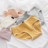 1Pc Women's Underwear Cotton Panties Comfort Briefs Low Waist Seamless Underpants Solid Color Lingerie
