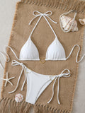 Triangle Halter String Thong Bikinis 2026 Women Sexy Swimsuit Solid Heart Swimwear Female Bathers Bathing Swimming Swim Suit