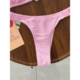 Wrinkled Crinkled Halter Bikini Female Swimsuit Women Swimwear Two-pieces Bikini set Brazilian Bather Bathing Suit Swim V8134