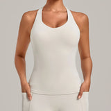 Women's Seamless Yoga Vest Sports Fitness Gym Beauty Back Top Nude Slim Fit Training Running Workout Vest