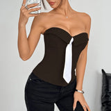 Spring Summer Women's Tank Top 2026 New Sexy Strapless Crop Top Fashion American Style Fishbone Corset Lady Night Club Camisole