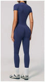 2PCS Women's Tracksuit Seamless Yoga Set Short Sleeve O Neck Workout T Shirts Fitness Suit Tight Hip Lifting Leggings Gym Sets