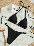 String Thong Bikinis 2025 Women Sexy Triangle Swimsuit Brazil Tong Swimwear Female Padded Bathing Swimming Suit Beachwear Summer