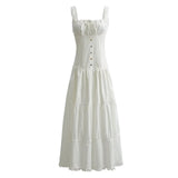 Bowknot White Summer Women's Dress Elegant Tank Beach Long Sundress Vestidos Sleeveless Holiday Chic Black Slim Maxi Dress 2025