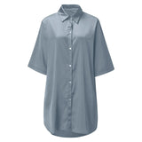 New Women's Solid Color Silky Comfortable Soft Pajamas Sexy Short Sleeve Nightshirt Smooth & Skin-Friendly Home Sleepwear Lounge
