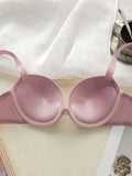 Pink Women Set Solid color daily lingerie set push up bra comfortable close fitting lingerie set Small chest appears larger 2051