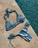 New Bandage Stripes Brazilian Bikini Swimwear Women's Swimsuit Two Piece Set Female Sexy Lace up Mujer Beachwear Summer