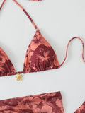 Halter Triangle String Bikinis 2026 Women Sexy Printed Swimsuit 3 Pieces Swimwear Female Bathers Bathing Swimming Swim Suit