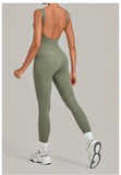 Summer Tight Yoga Jumpsuit Women Hollow Out Exposed Back Fitness Clothing Outwear Gym Running Workout Sports One Piece Suits