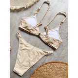 10 Colors V Neck Rhinestones Bikini Female Swimsuit Women Swimwear Padded Bather Bathing Suit Swim Two-pieces Bikini set K8138