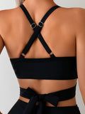Sexy Black Mesh Patchwork Bikini Set 2026 Women Hanging Neck Bandage Cross High Waist Swimsuit Beach Bathing Suit Swimwear