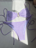 2026 Wrinkled U Ring Bandeau Bikini Women Swimwear Female Swimsuit Two-pieces Bikini Set Bather Pool Bathing Suit Swim Beachwear
