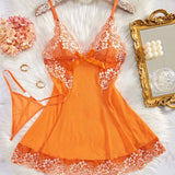 Transparent Thin Style G-string Lace Ruffle Trim Lingerie Set Women Nightgowns Sleeveless Sleepwear Sexy V-Neck Bra Panty Sets