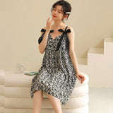 Summer Pajamas Lace Sling Camisolas Night Dress Plus Size Modal Lingerie Sleep Dress for Women Nightgown Retro Sexy Dress