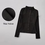 Women's Long-Sleeved Fleece Jacket Slimming Warm Coat for Yoga Pilates Fitness Running - Autumn Winter Sports Outerwear