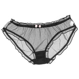Lolita Mesh Panties Sexy Lace Briefs for Women Transparent Underwear Summer Bow Briefs Girl Low Waist Underpants Ruffle Lingerie