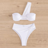 Brown One Shoulder Bikini High Waist Sexy Swimsuit Women 2026 Solid Swimwears Bathing Suit Bandeau Bikinis Sets De Mujer Biquini