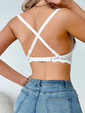 French Hollow lace spliced underwire sexy bras Adjustable straps backless invisible push up bra for women Comfortable Bralette