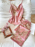 Fashion Cherry Print Women Pajamas Set Elegant Top and Shorts Sleepwear Casual and Comfortable Loungewear for Daily Comfort
