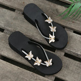Luxury Crystal Butterfly Wedge Heel Flip Flops Women Fashion Clip Toe Thick Bottom Slippers Woman Summer Beach Non Slip Slides