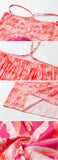 Retro One Piece Swimsuit with Skirt Shoulder Strappy Floral Print Women's Slimming Bathing Suit Beach Wear