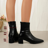 2026 New Vintage Thick Heels Women Slim Ankle Boots Autumn Winter Pointed Toe Stripper Party Short Booties Zapatos De Mujer