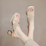 2026 Women's Thick Heel Sandals Summer Hollow Waterproof Platform High Heels Fish Mouth