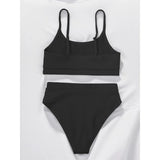 New Spiral Pit Strip U-Shaped High-Waisted Bikini Sexy Swimsuit Swimsuit Women Lightweight Fashion Classic Versatile Simple