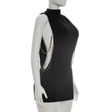 FDYOUI Women 2026 Summer Sleeveless Hollow Out Slim Mini Dress Sexy Package Hip Short Party Night Club Dresses Black Streetwear