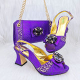 Doershow nice African Shoes And Bag Matching Set With gold Hot Selling Women Italian Shoes And Bag Set For Wedding HRF1-9